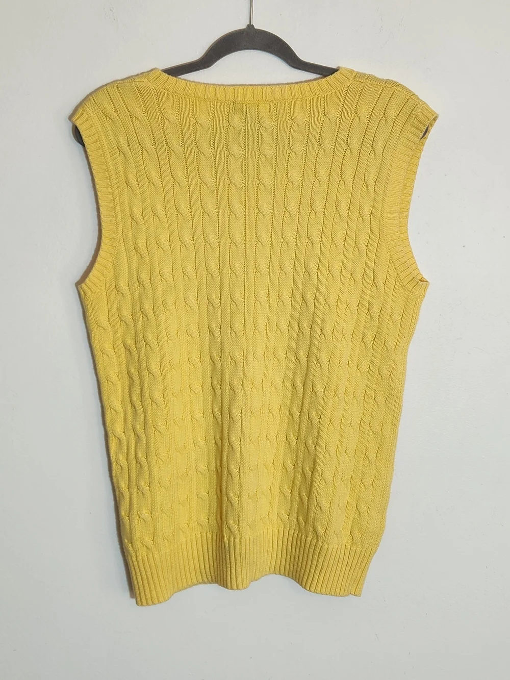 Polo Ralph Lauren Boys Yellow Cable Knit Sweater Vest Size XL 18-20